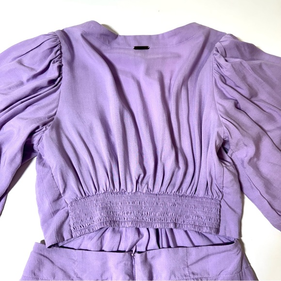 SKEMO NWT Lilac Purple Cut Out Bubble Sleeve Keyhole Mini Dress Size Medium $158 - Picture 12 of 12